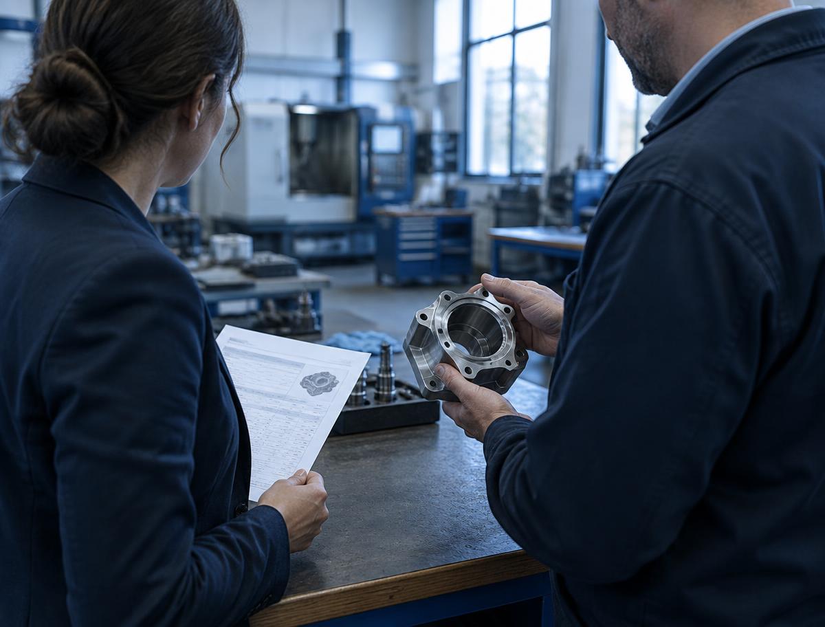 Business meeting in an industrial plant office